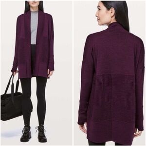 Lululemon Merino Wool Sit-In Lotus Wrap II Cardigan Sweater MAROON PURPLE Size 2
